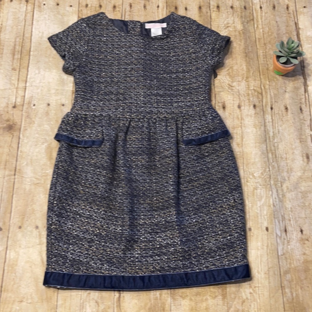 Janie and Jack Tweed Metallic Navy Blue Dress